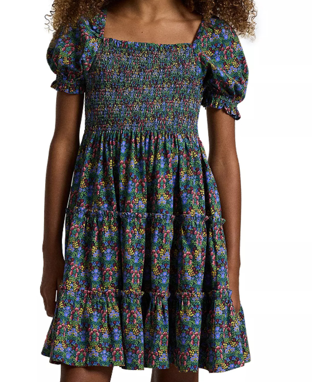 Polo Ralph Lauren Girls' Floral Smocked Short-Sleeves Dress 6X
